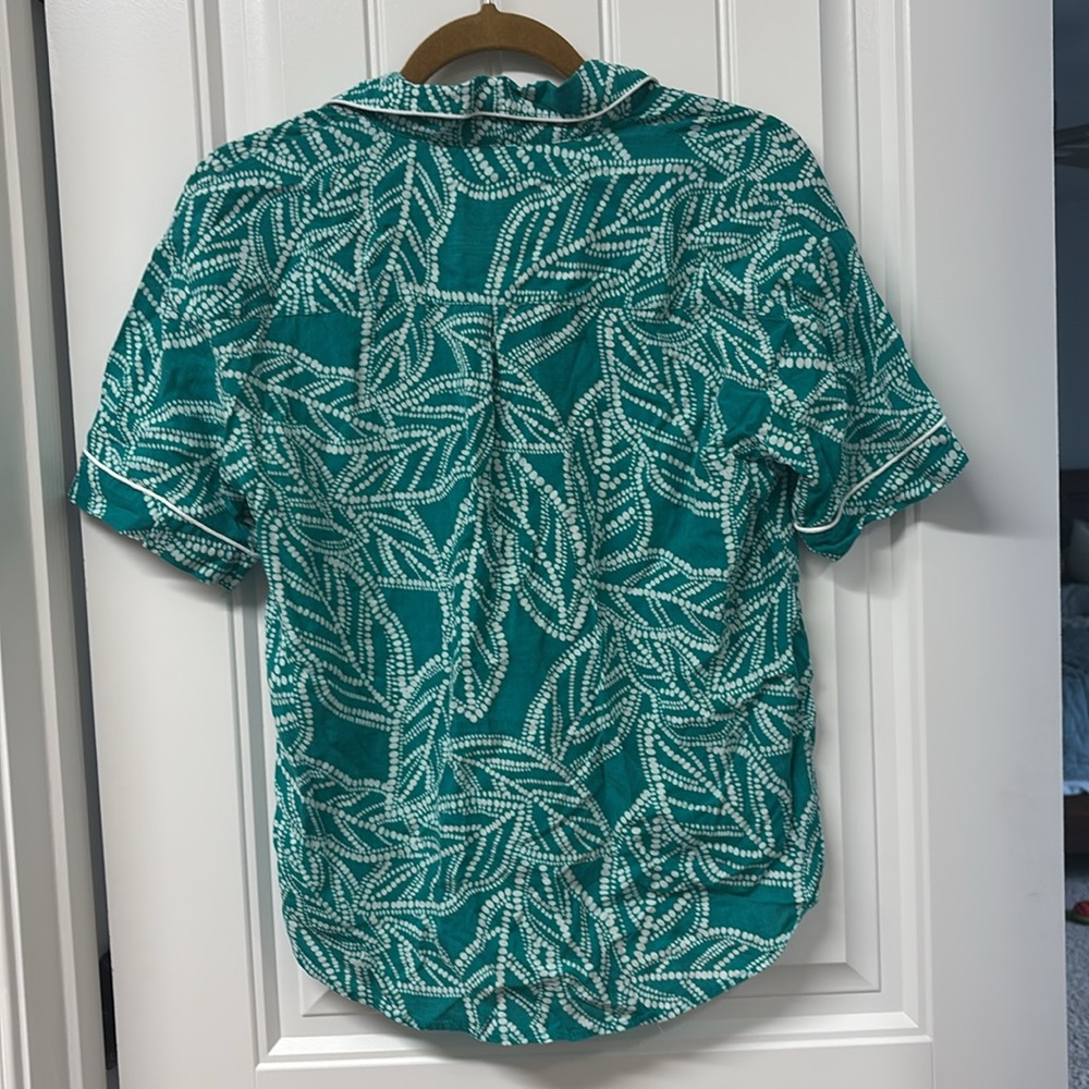 Stars Above Leaf Print Women’s Pajama Set - Teal - Picture 8 of 8